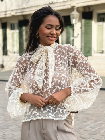 Blouse en dentelle Bessie - Ecru
