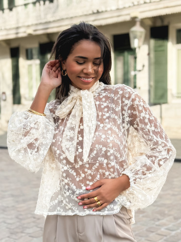 Blouse en dentelle Bessie - Ecru