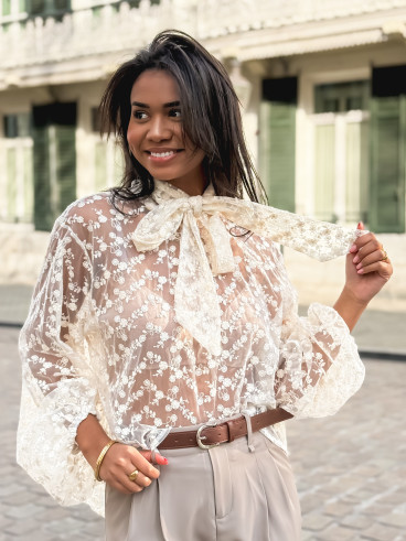 Blouse en dentelle Bessie - Ecru
