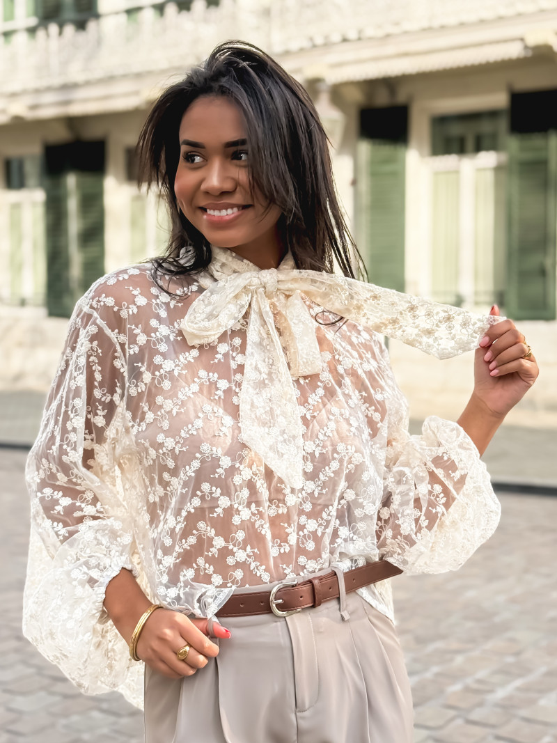 Blouse en dentelle Bessie - Ecru