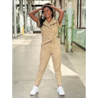 Combinaison pantalon en jeans Sylvia - Beige