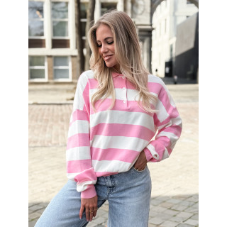 Pull ligné Neïla - Rose/Blanc