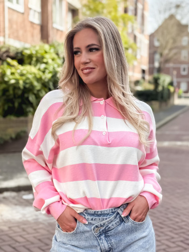 Pull ligné Neïla - Rose/Blanc