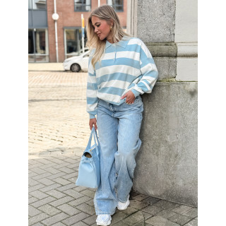 Pull ligné Neïla - Bleu ciel/Blanc