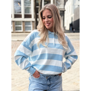 Pull ligné Neïla - Bleu ciel/Blanc