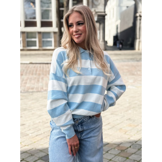 Pull ligné Neïla - Bleu ciel/Blanc