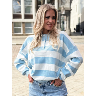 Pull ligné Neïla - Bleu ciel/Blanc