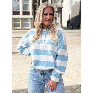 Pull ligné Neïla - Bleu ciel/Blanc