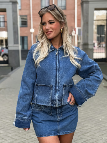 Veste courte en jeans Naomi - Bleu