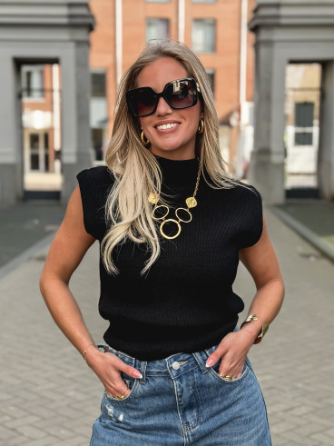 Blouse sans manches Lydie - Noir