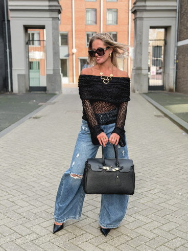 Blouse en dentelle Tanila - Noir