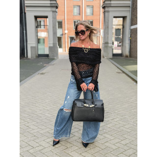 Blouse en dentelle Tanila - Noir