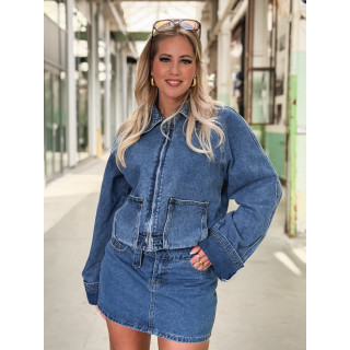 Veste courte en jeans Naomi - Bleu