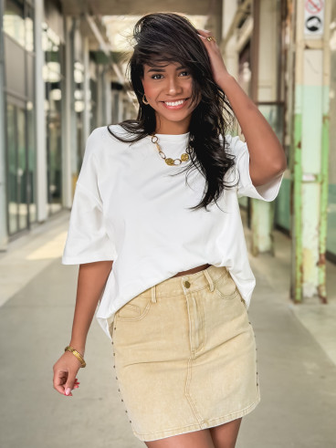 Jupe courte en jeans Mirabella - Beige