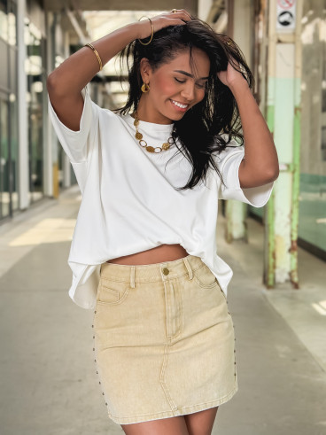 Jupe courte en jeans Mirabella - Beige