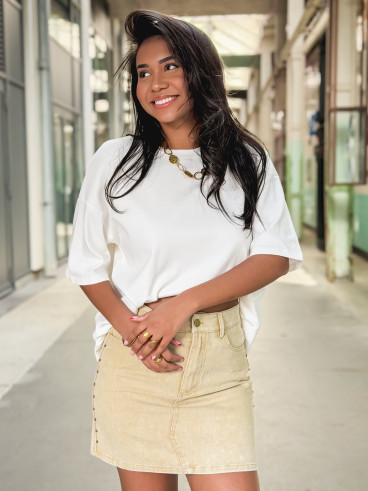 Jupe courte en jeans Mirabella - Beige