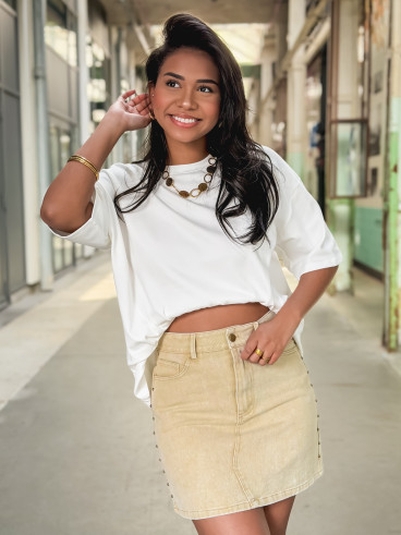 Jupe courte en jeans Mirabella - Beige