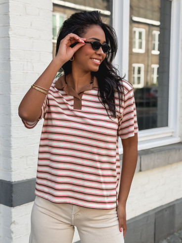 Blouse lignée Oliva - Rose