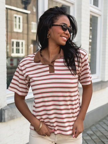 Blouse lignée Oliva - Rose