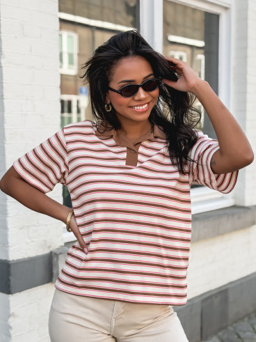 Blouse lignée Oliva - Rose