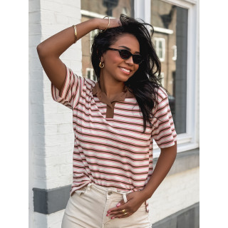 Blouse lignée Oliva - Rose