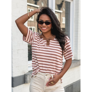 Blouse lignée Oliva - Rose