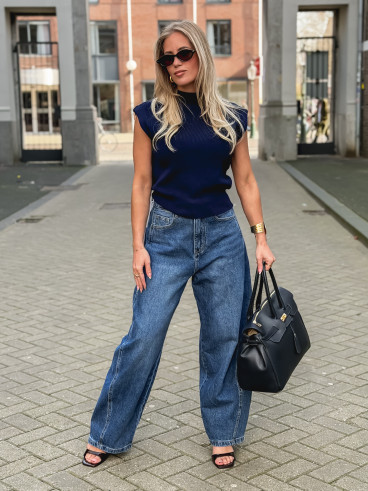 Blouse sans manches Lydie - Bleu marine