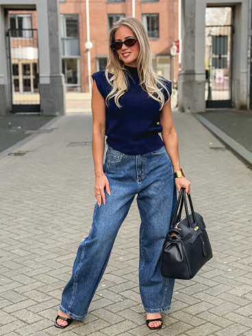 Blouse sans manches Lydie - Bleu marine