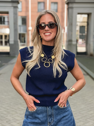 Blouse sans manches Lydie - Bleu marine