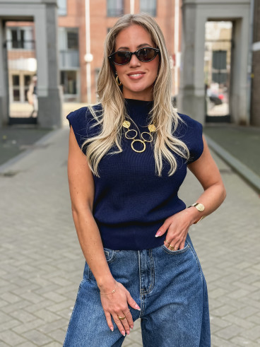 Blouse sans manches Lydie - Bleu marine