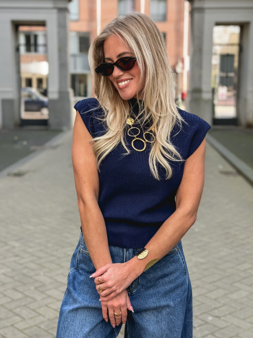 Blouse sans manches Lydie - Bleu marine