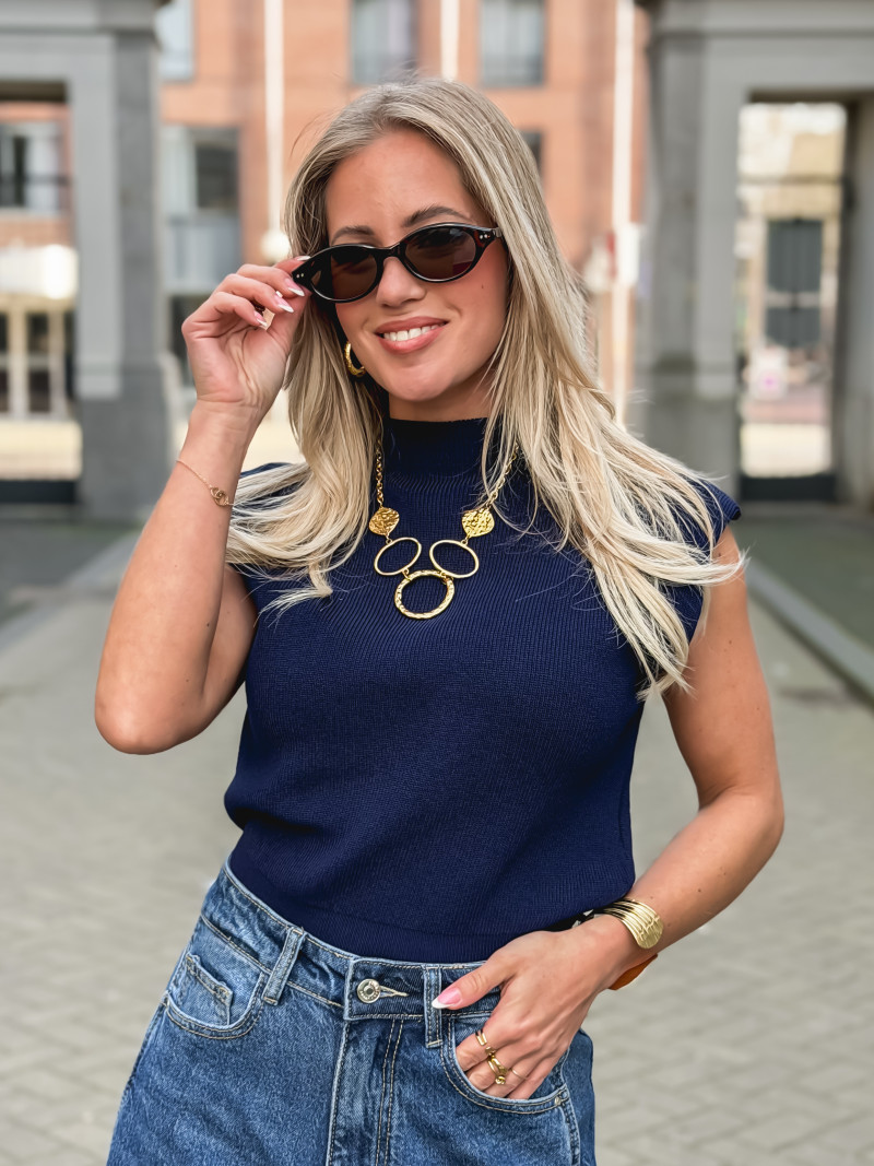 Blouse sans manches Lydie - Bleu marine