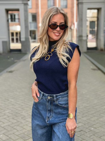 Blouse sans manches Lydie - Bleu marine