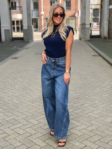 Blouse sans manches Lydie - Bleu marine