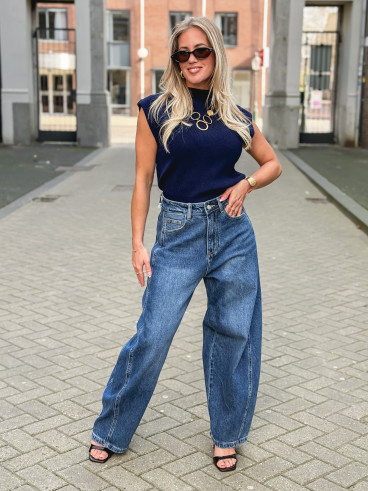 Blouse sans manches Lydie - Bleu marine