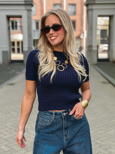 Pull court Grenoble - Bleu marine