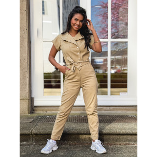 Combinaison pantalon en jeans Sylvia - Beige