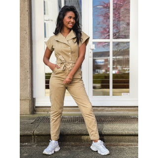 Combinaison pantalon en jeans Sylvia - Beige