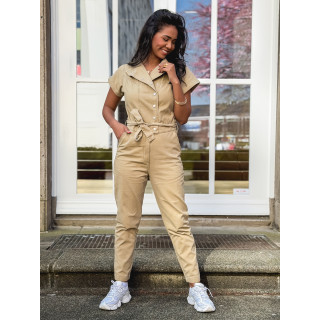 Combinaison pantalon en jeans Sylvia - Beige