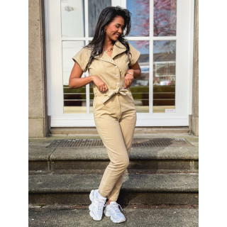 Combinaison pantalon en jeans Sylvia - Beige