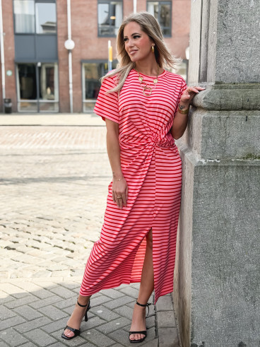 Robe longue lignée Dalina - Rose/Rouge