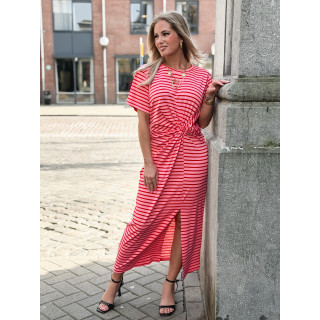 Robe longue lignée Dalina - Rose/Rouge