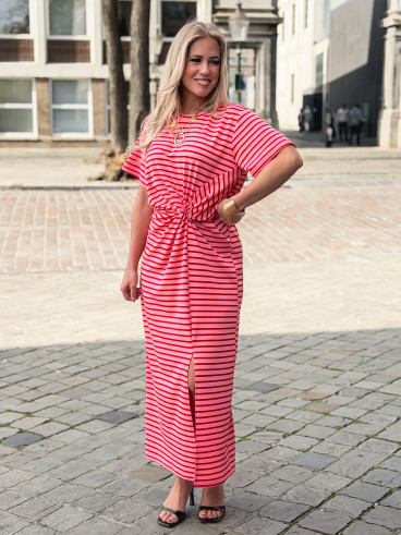 Robe longue lignée Dalina - Rose/Rouge