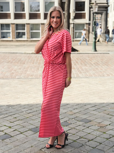 Robe longue lignée Dalina - Rose/Rouge