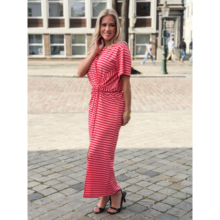 Robe longue lignée Dalina - Rose/Rouge