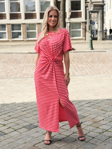 Robe longue lignée Dalina - Rose/Rouge