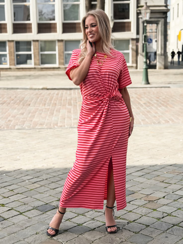 Robe longue lignée Dalina - Rose/Rouge