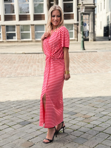 Robe longue lignée Dalina - Rose/Rouge