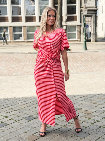 Robe longue lignée Dalina - Rose/Rouge