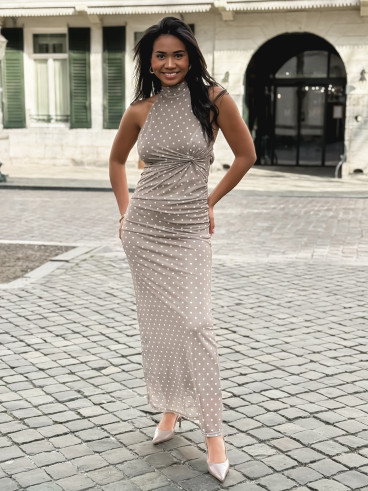 Robe longue à pois Neyssa - Taupe